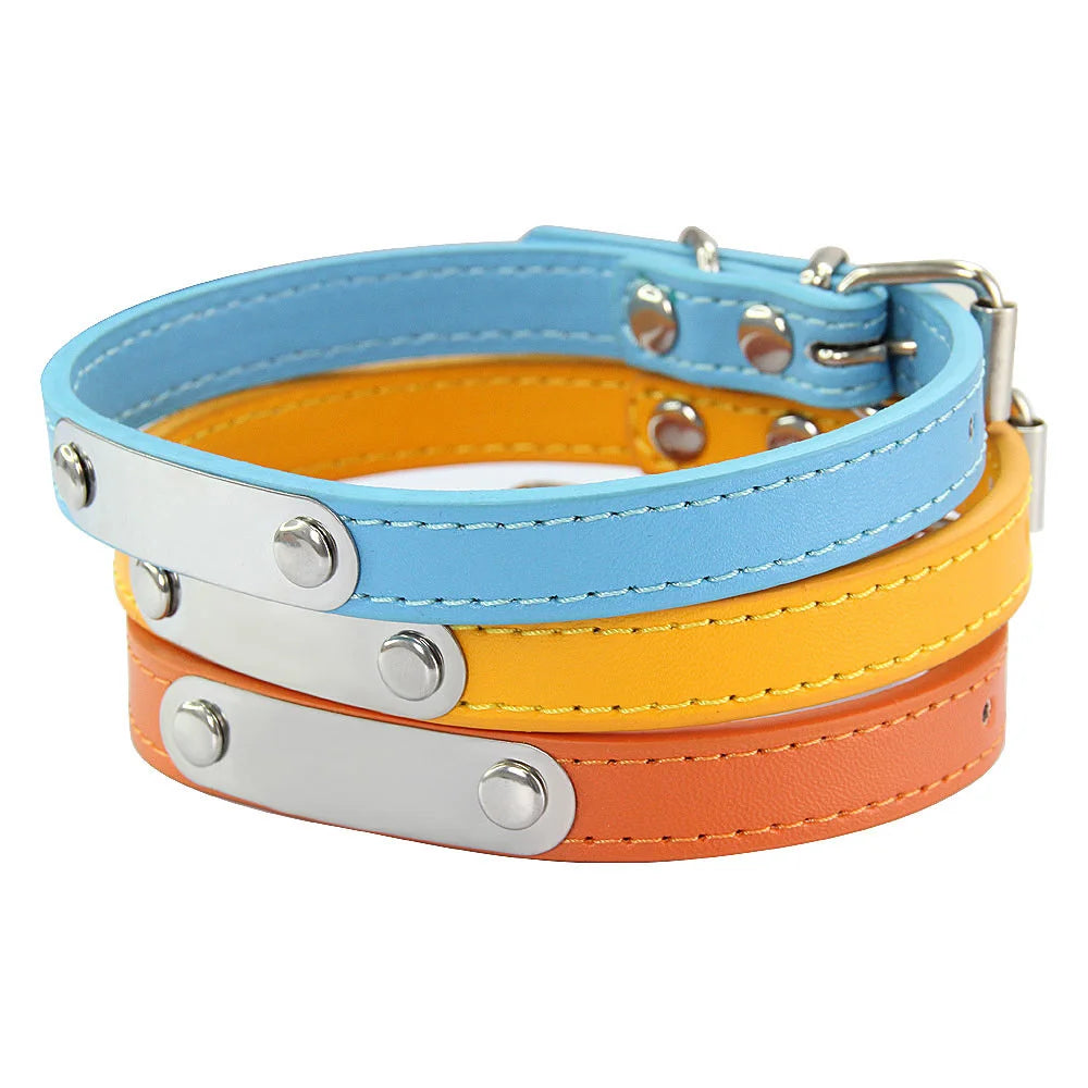Collar de Cuero Personalizado con Placa Identificativa