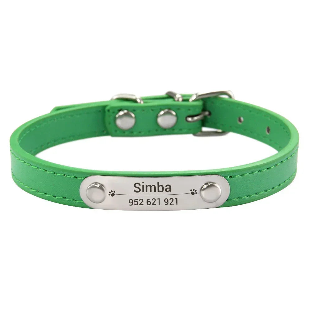 Collar de Cuero Personalizado con Placa Identificativa