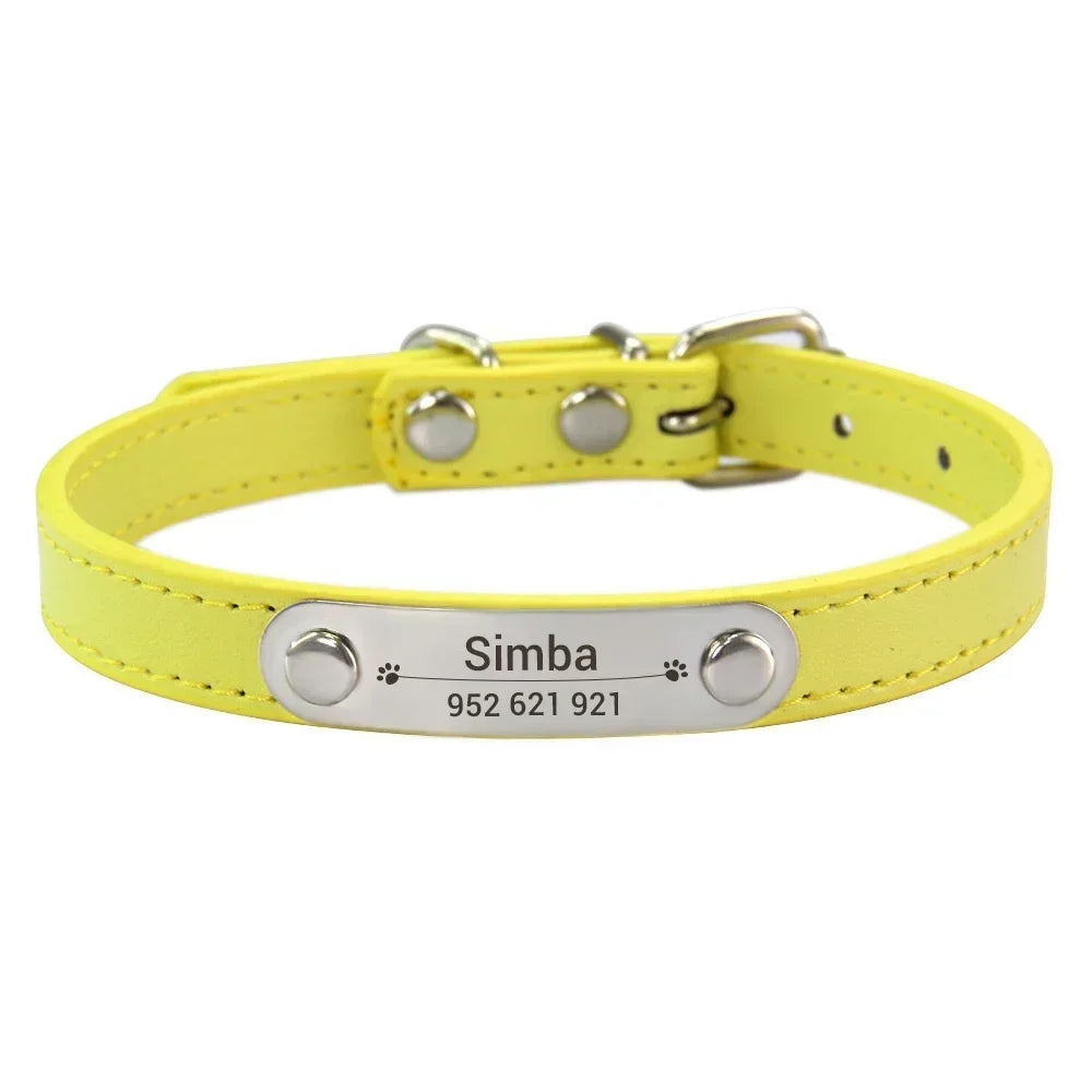Collar de Cuero Personalizado con Placa Identificativa