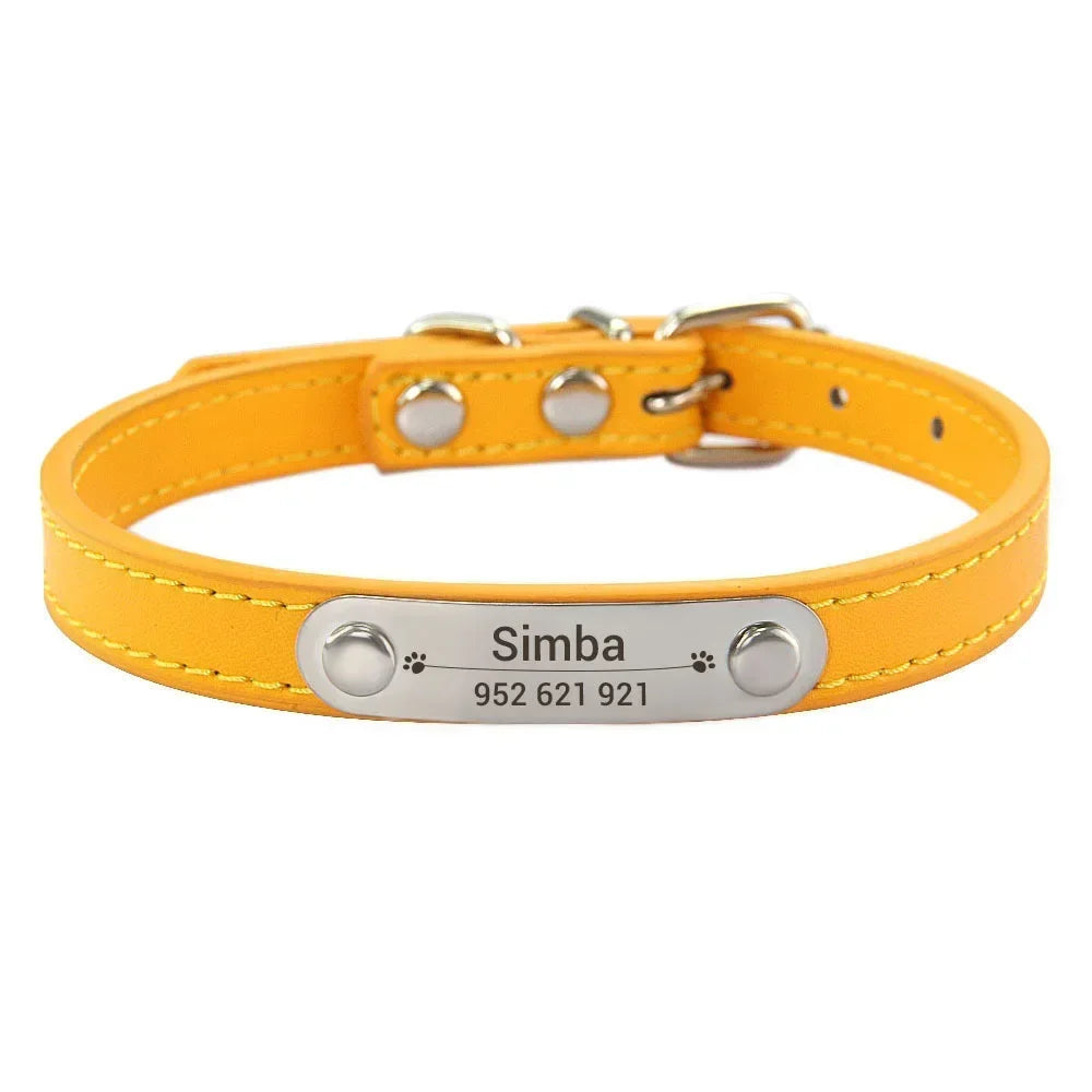 Collar de Cuero Personalizado con Placa Identificativa