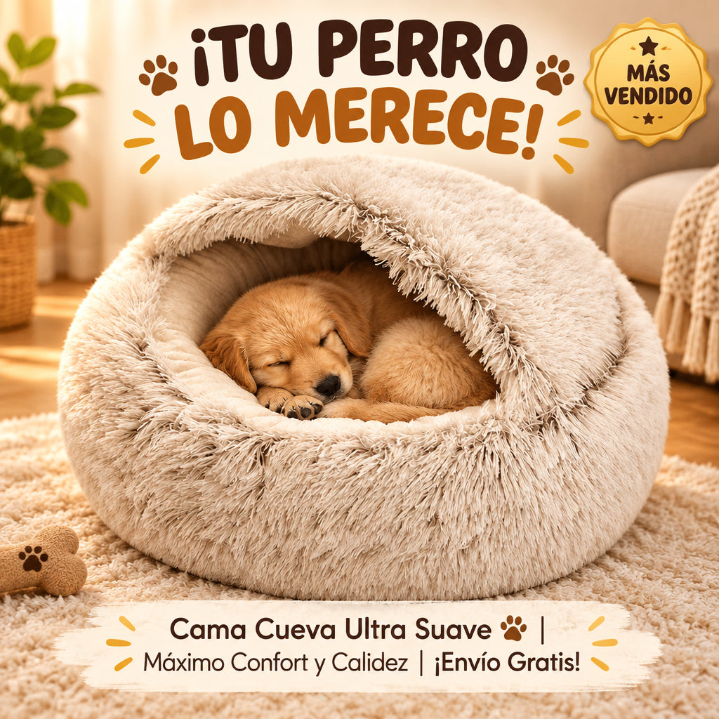 🐾 Cama Nido Redonda Antifrío ✨ El Refugio Más Suave y   Acogedor para tu Perro