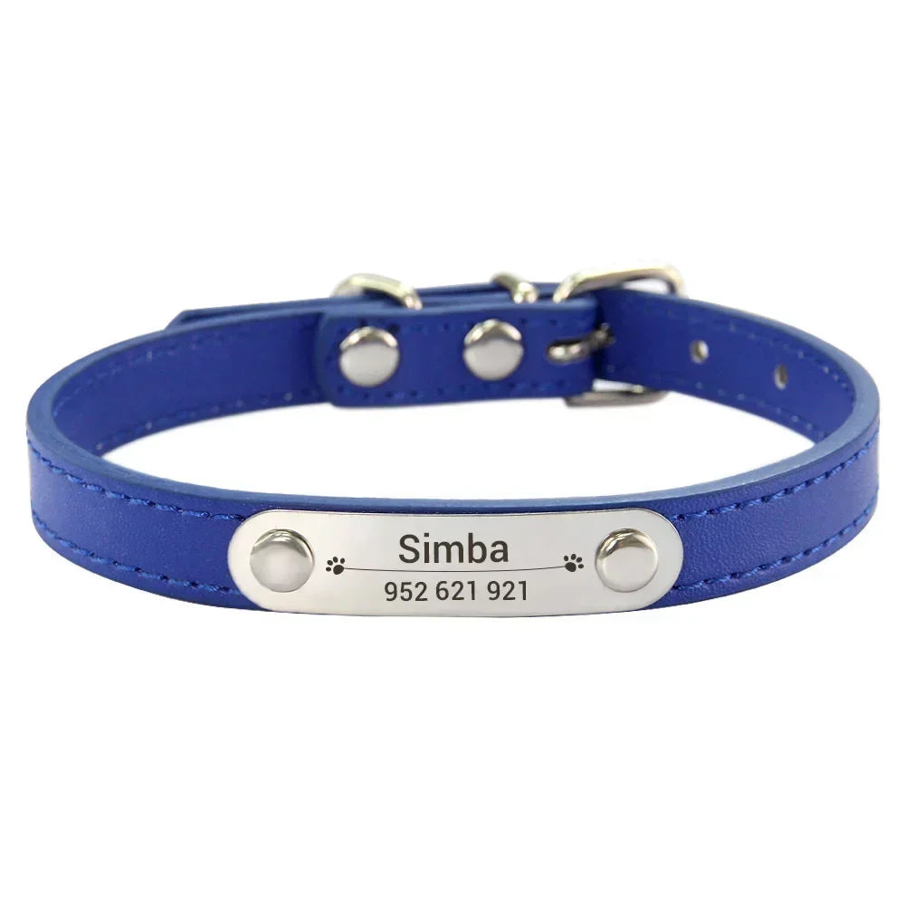 Collar de Cuero Personalizado con Placa Identificativa