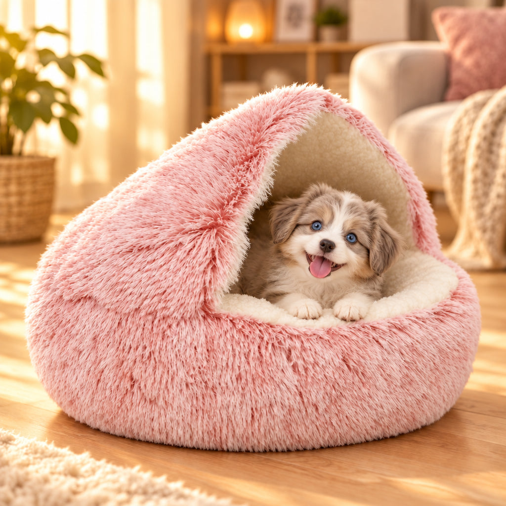 🐾 Cama Nido Redonda Antifrío ✨ El Refugio Más Suave y   Acogedor para tu Perro