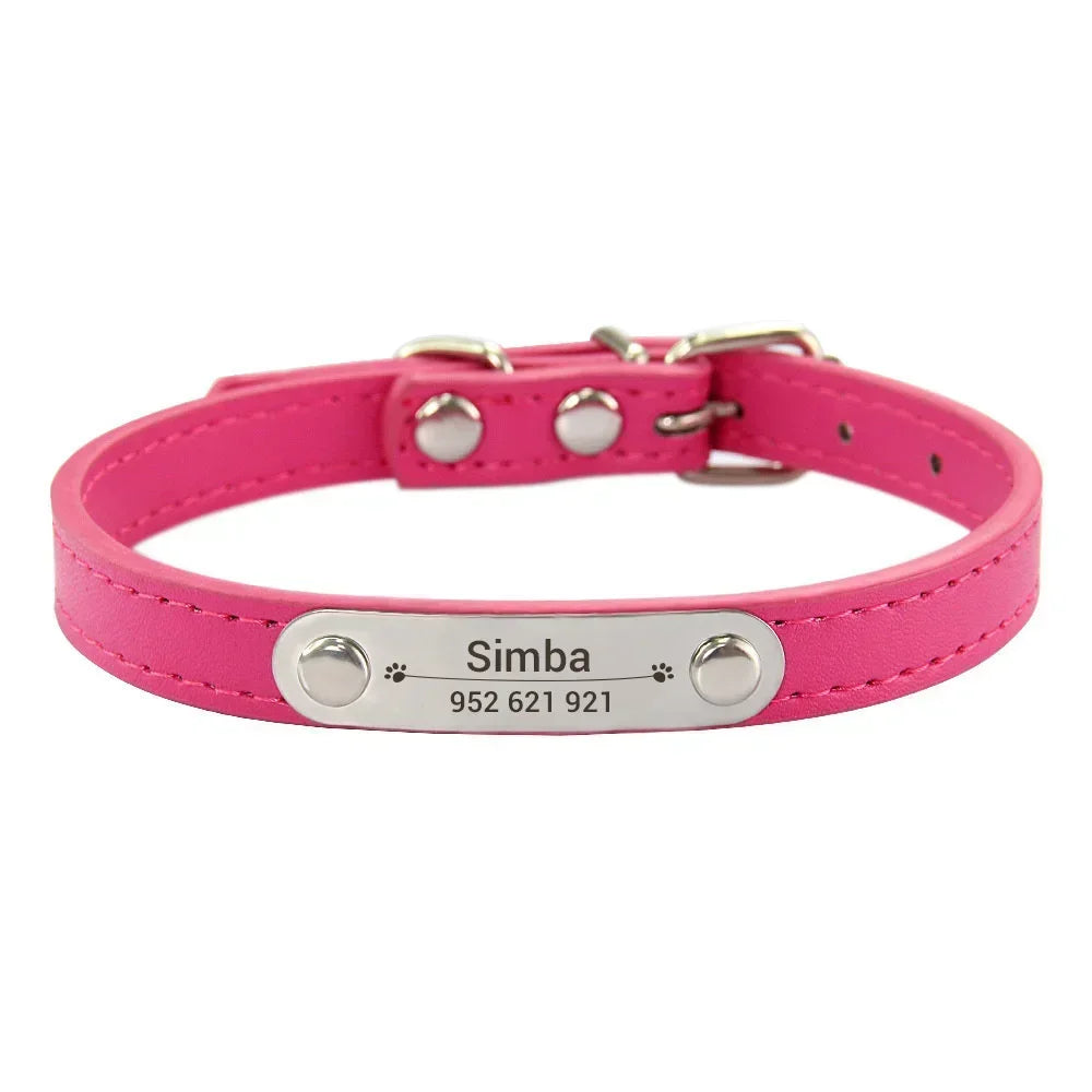 Collar de Cuero Personalizado con Placa Identificativa