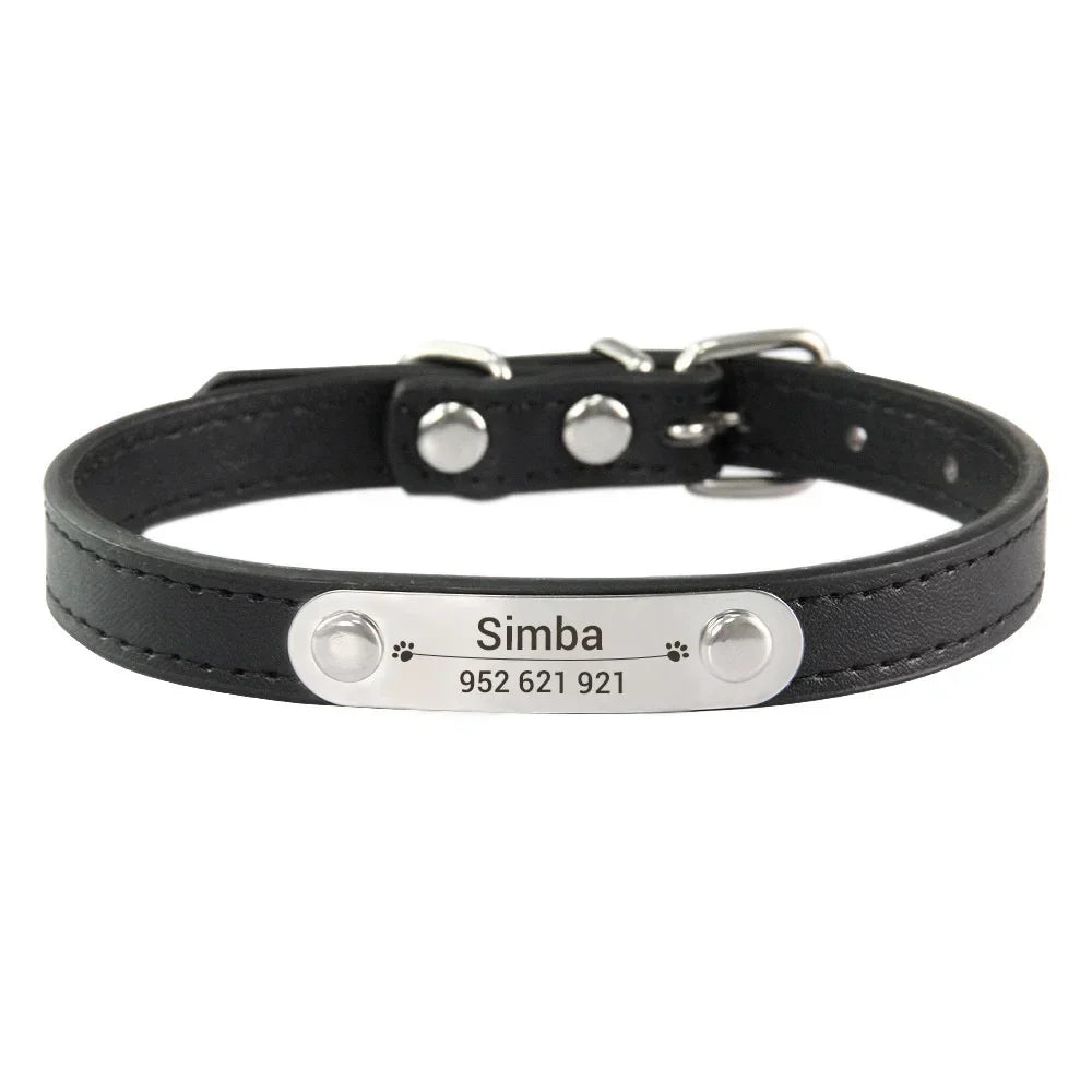 Collar de Cuero Personalizado con Placa Identificativa