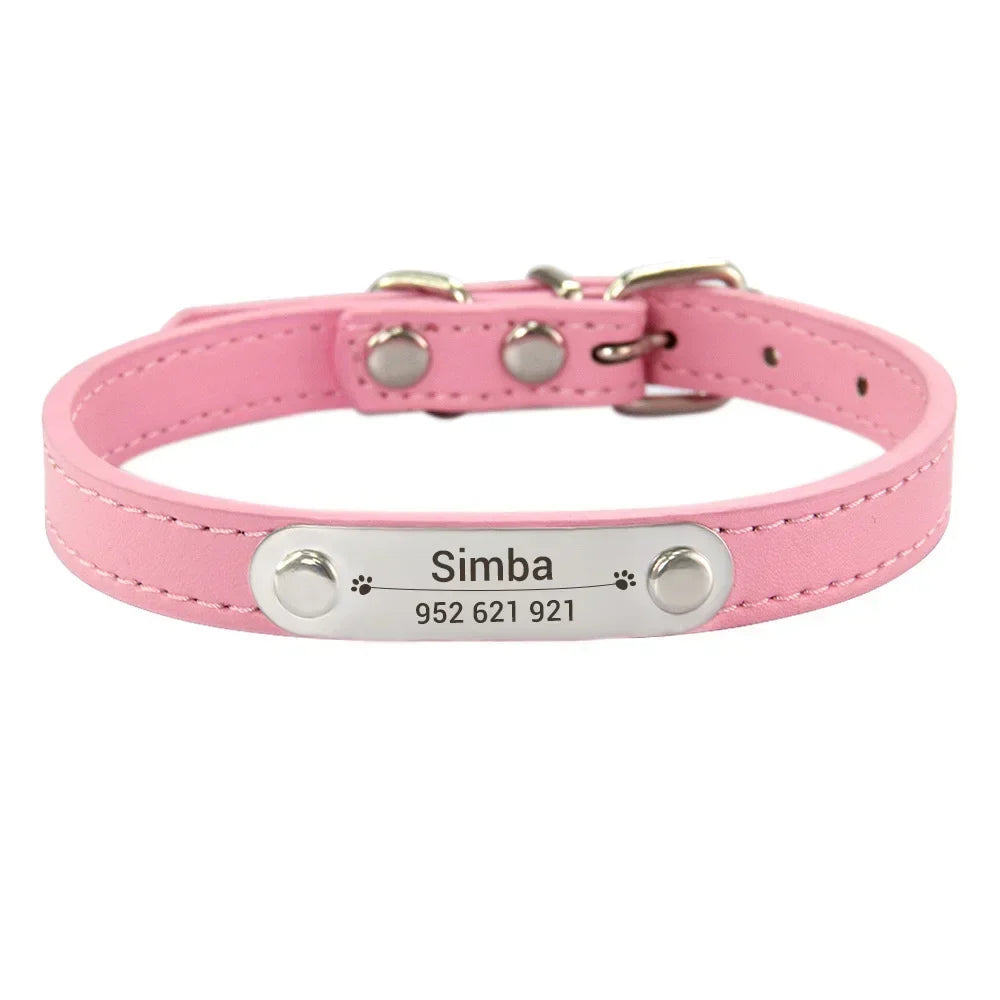 Collar de Cuero Personalizado con Placa Identificativa