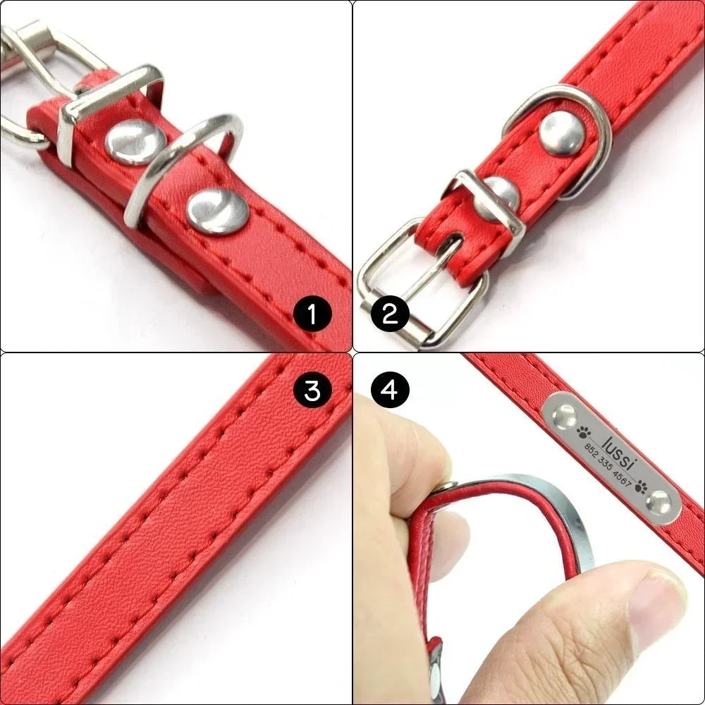 Collar de Cuero Personalizado con Placa Identificativa
