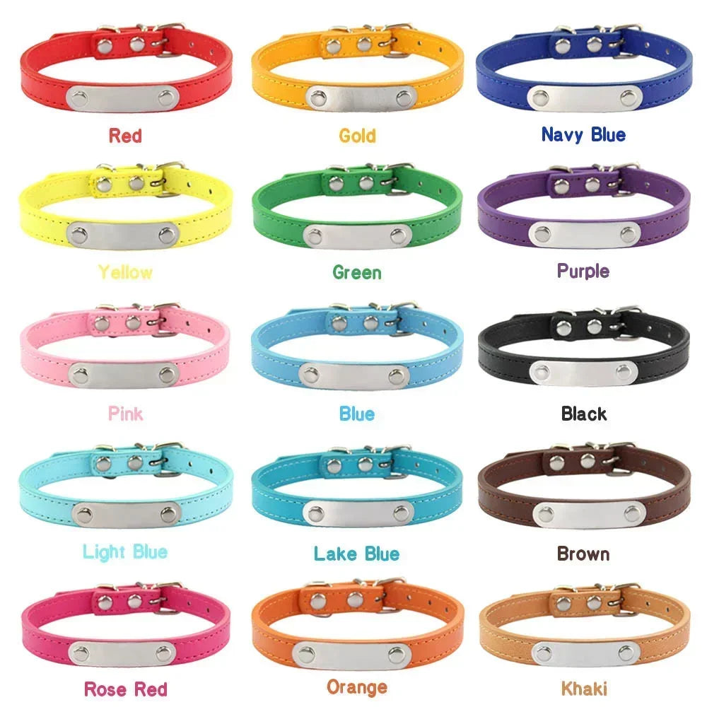 Collar de Cuero Personalizado con Placa Identificativa