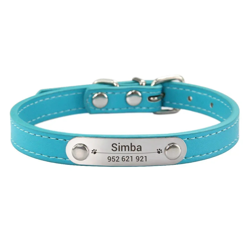 Collar de Cuero Personalizado con Placa Identificativa