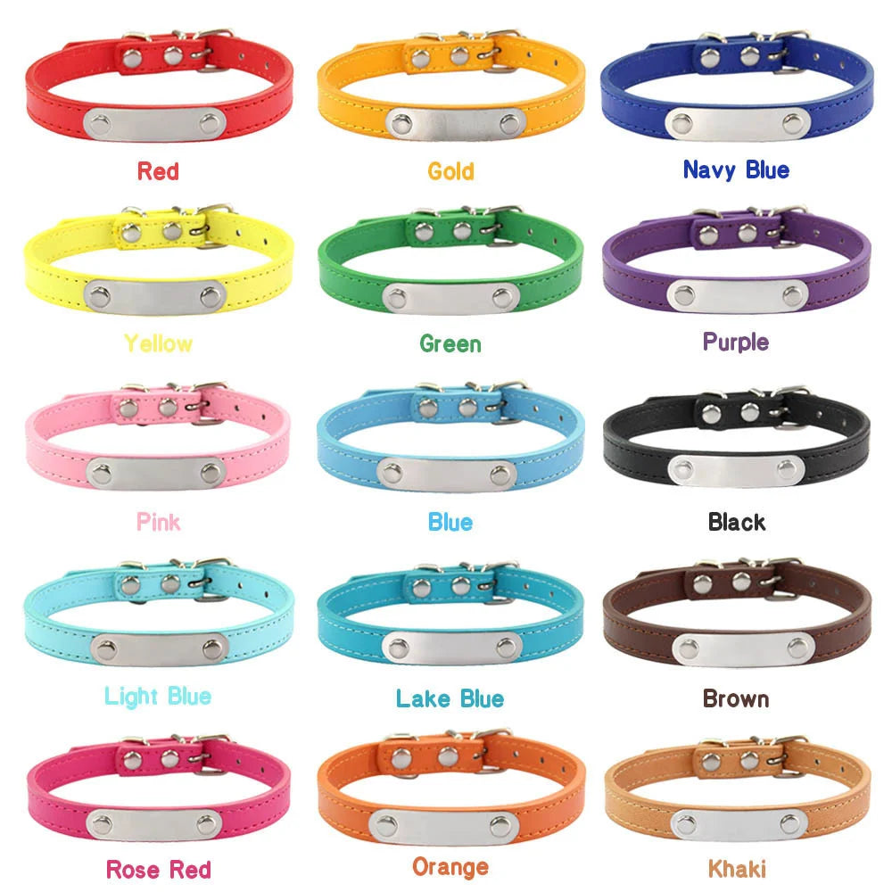 Collar de Cuero Personalizado con Placa Identificativa