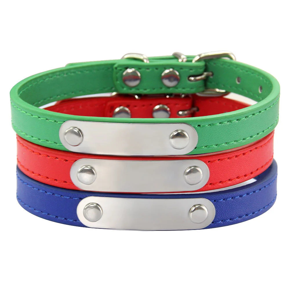 Collar de Cuero Personalizado con Placa Identificativa