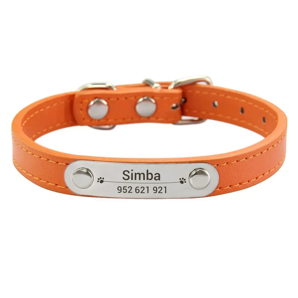 Collar de Cuero Personalizado con Placa Identificativa