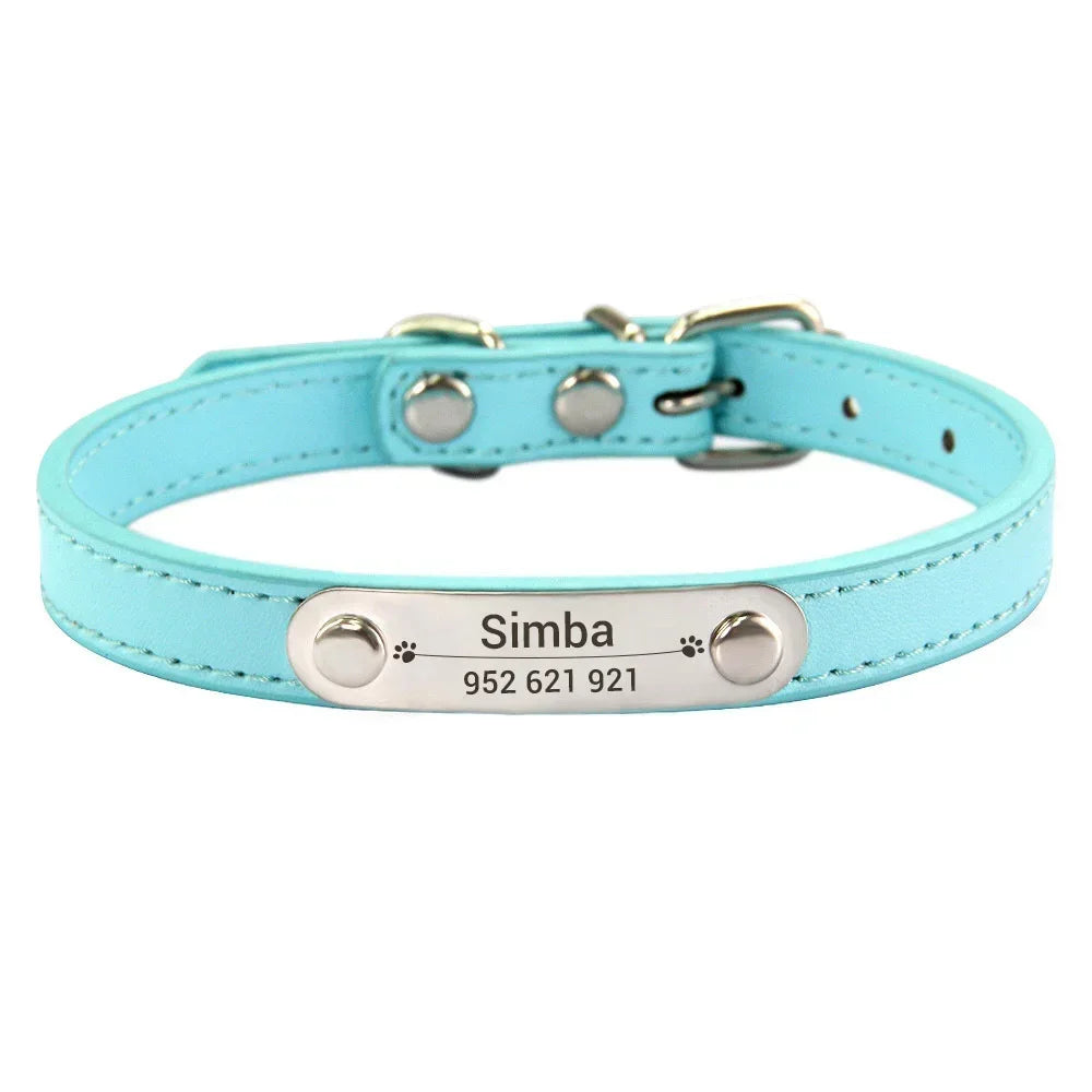 Collar de Cuero Personalizado con Placa Identificativa