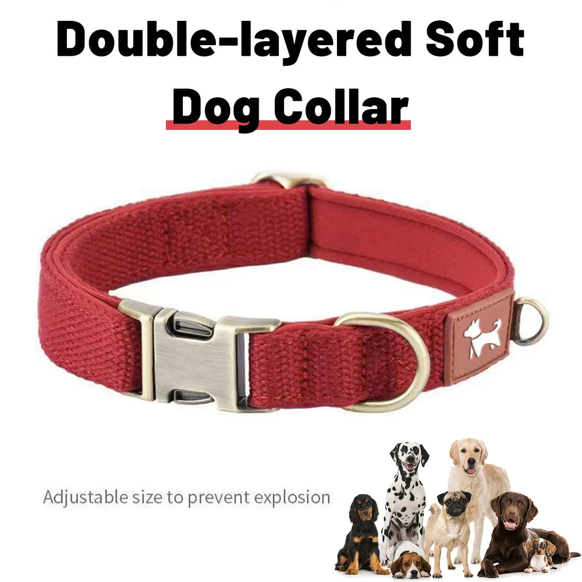 Collar Acolchado Transpirable de Doble Capa para Perros