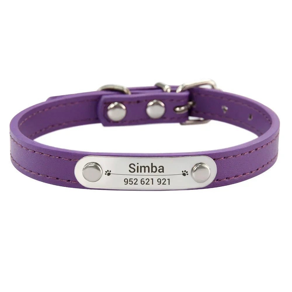Collar de Cuero Personalizado con Placa Identificativa