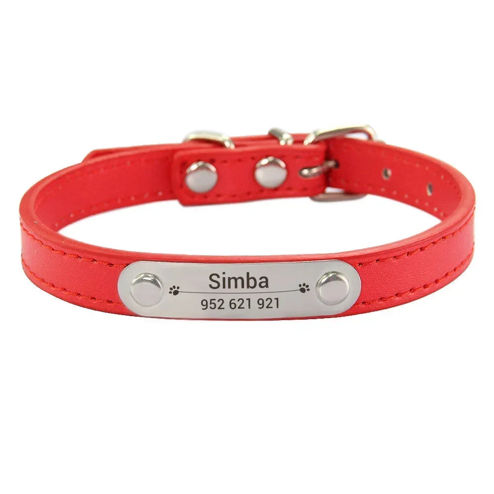 Collar de Cuero Personalizado con Placa Identificativa