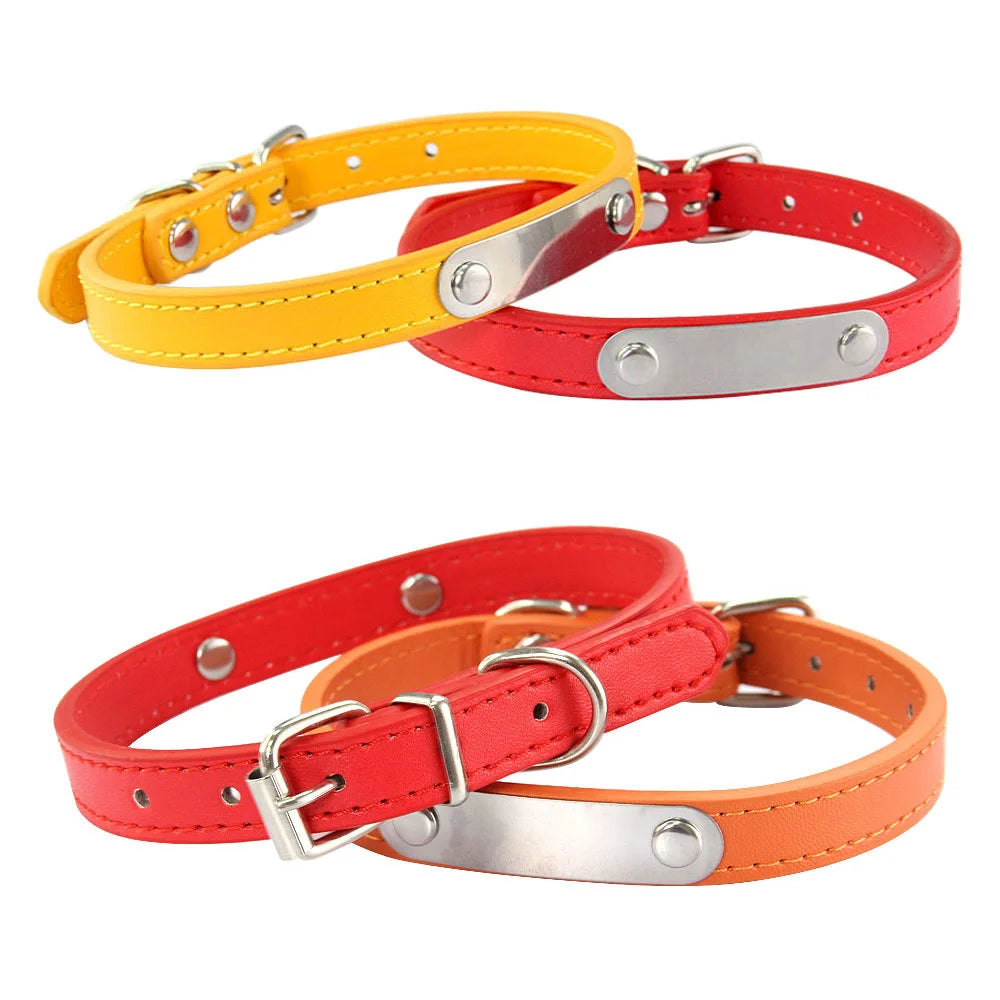 Collar de Cuero Personalizado con Placa Identificativa