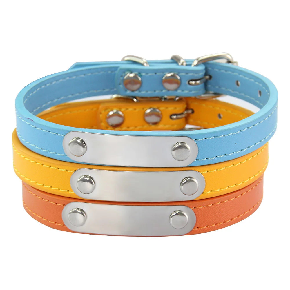 Collar de Cuero Personalizado con Placa Identificativa