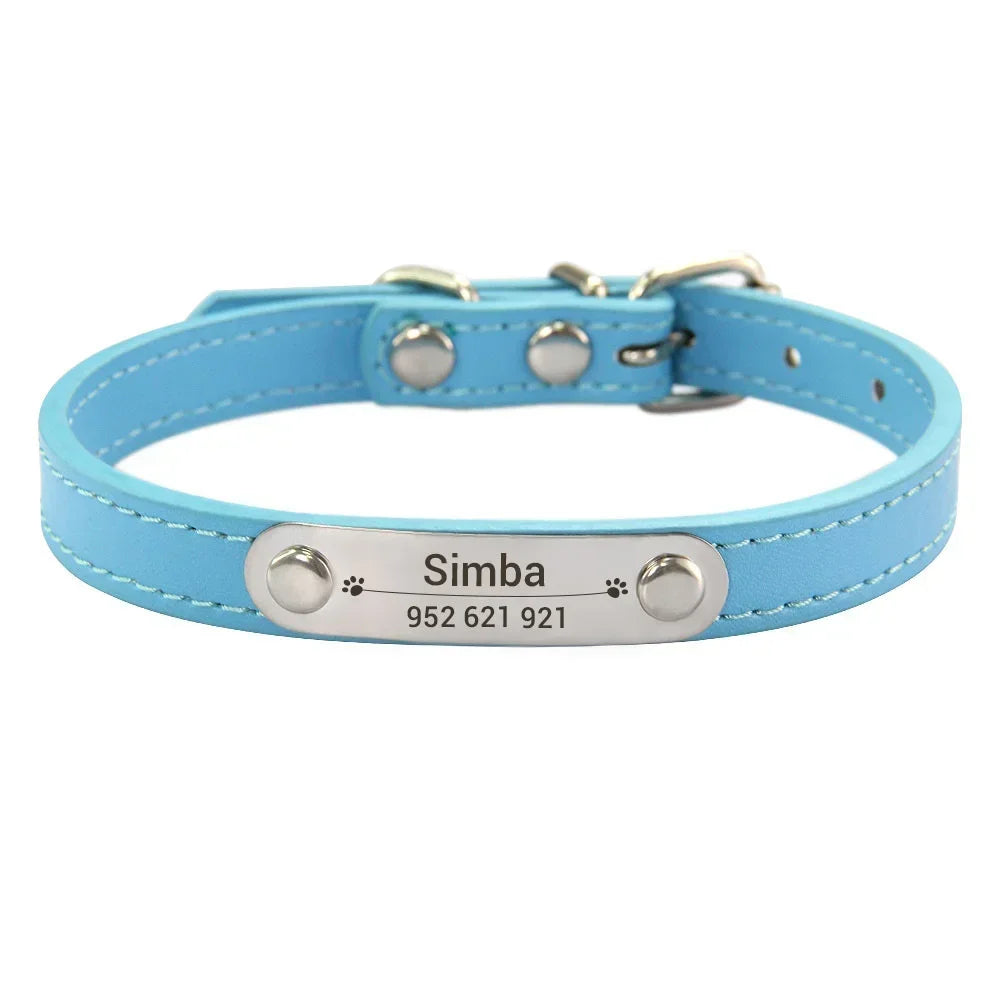 Collar de Cuero Personalizado con Placa Identificativa